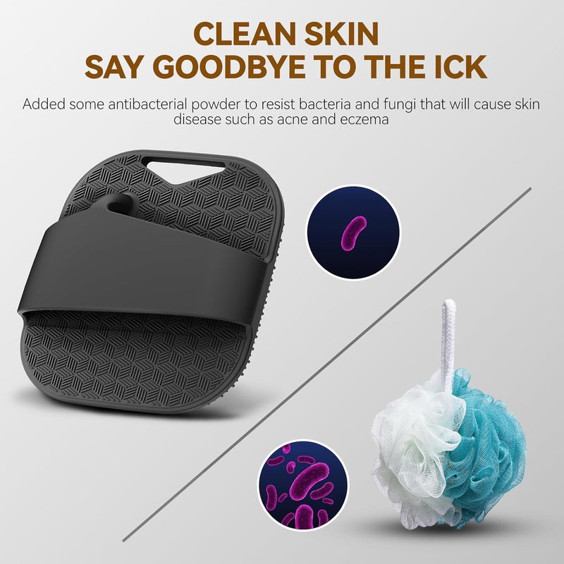 Kpyphm Zinc Infused Silicone Body Scrubber for Men, New Upgrade Deep Exfoliating Body Scrubber for Shower, Silicone Loofah Men for Sensitive Skin with Lathering Bristles and Ergonomic Non-Slip Handle (Black) - Image 5